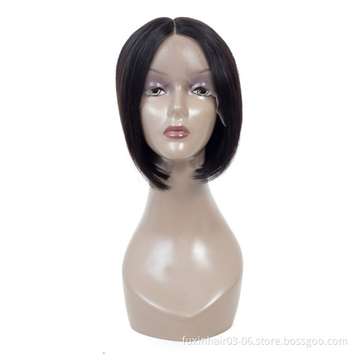Bob Lace Front Wig Human Hair New Arrival Wholesale Price Middle Part 8 Inch Remy Hair Hair WEAVING Silky Straight Wave >=45%